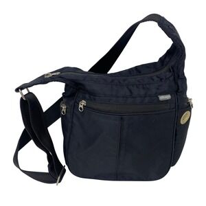 eBags Women Crossbody Bag OS Black Nylon Multi-Pocket Travel Shoulder Bag